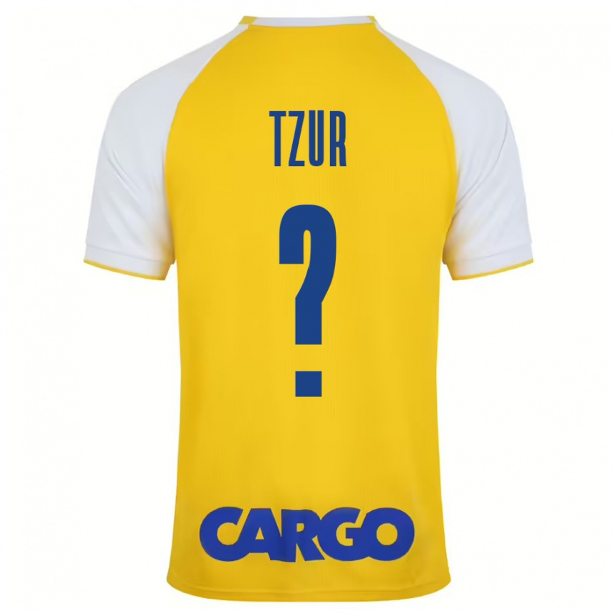 גברים כדורגל עמית צור #0 צהוב לבן ג'רזי ביתית 2024/25