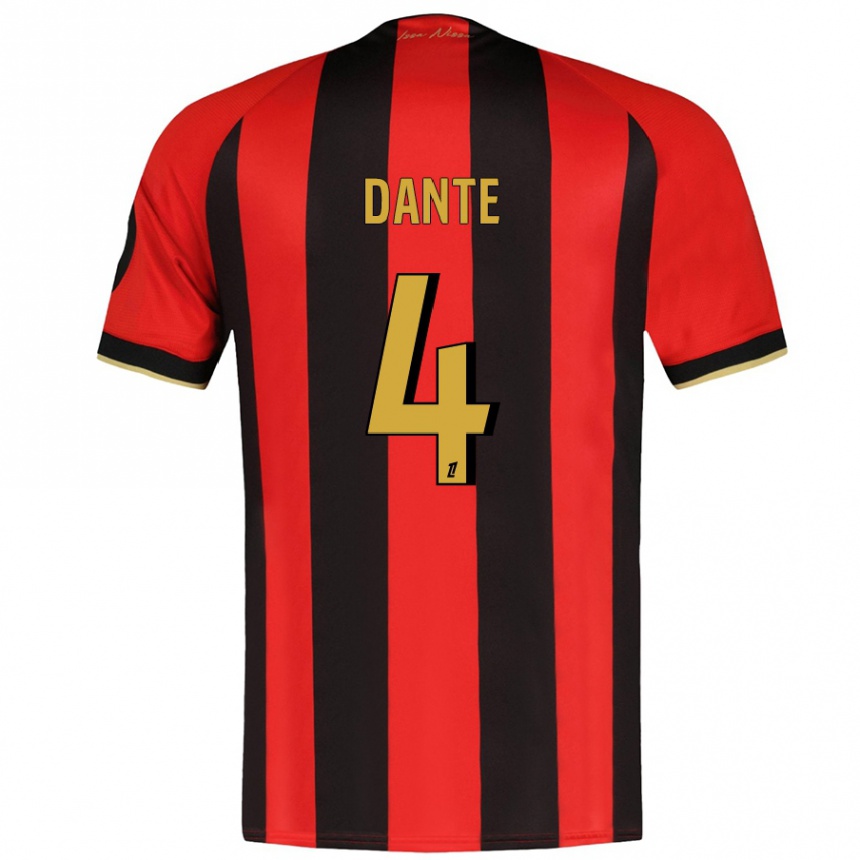 גברים כדורגל Dante #4 אדום שחור ג'רזי ביתית 2024/25