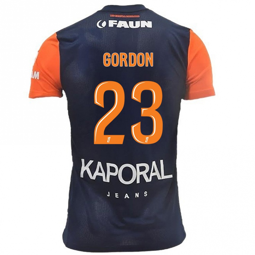 גברים כדורגל Sh'nia Gordon #23 כתום כחול נייבי ג'רזי ביתית 2024/25