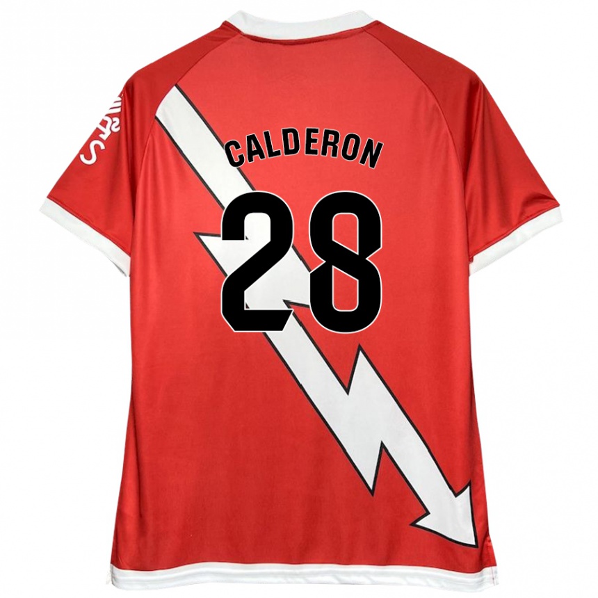 גברים כדורגל Esther Calderón #28 לבן אדום ג'רזי ביתית 2024/25