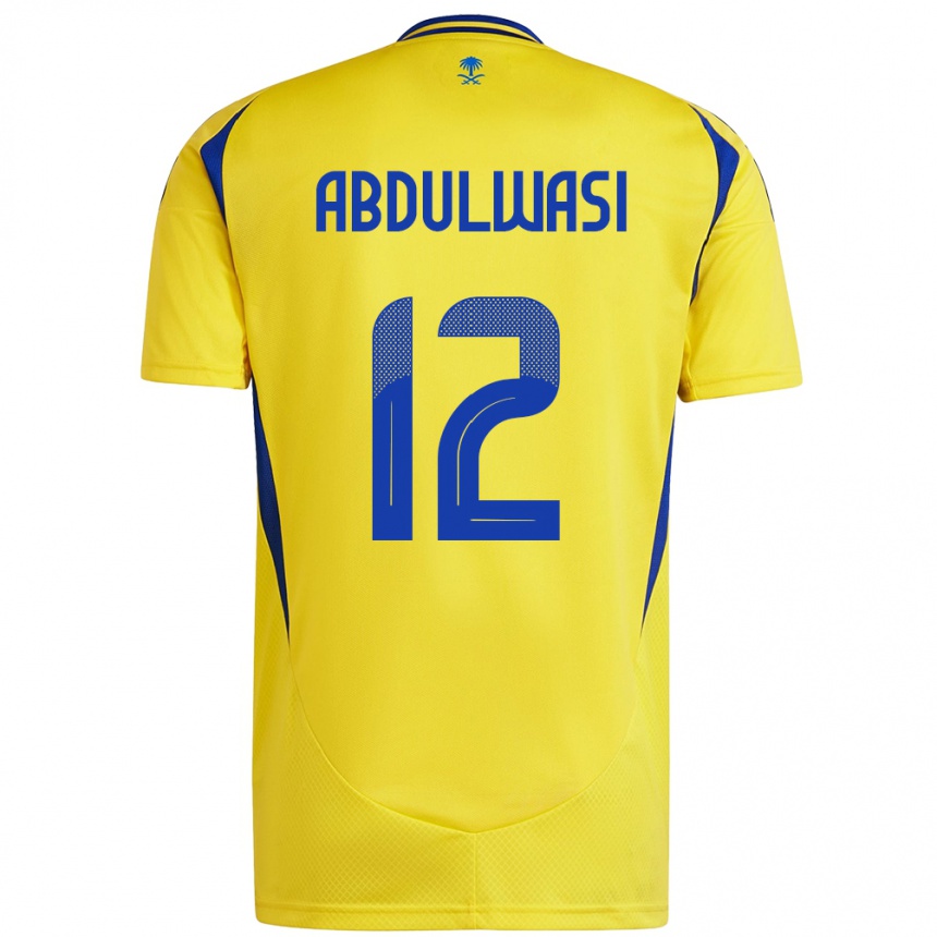 גברים כדורגל Dalal Abdulwasi #12 צהוב כחול ג'רזי ביתית 2024/25