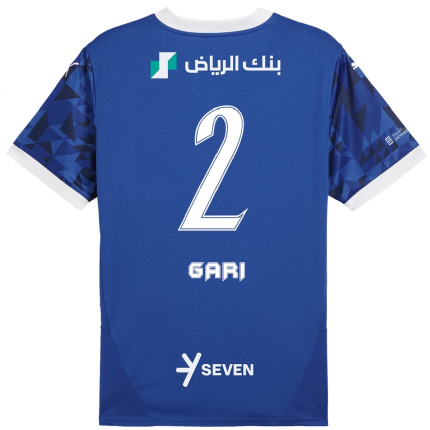 גברים כדורגל Fatimah Gari #2 כחול כהה לבן ג'רזי ביתית 2024/25