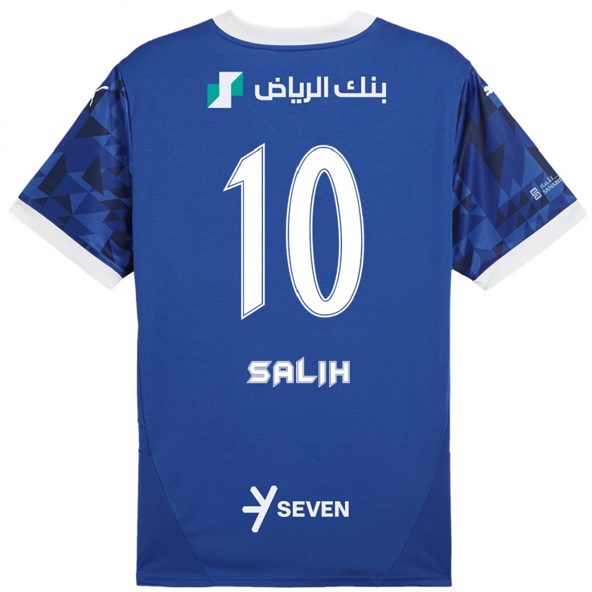 גברים כדורגל Zakia Salih #10 כחול כהה לבן ג'רזי ביתית 2024/25