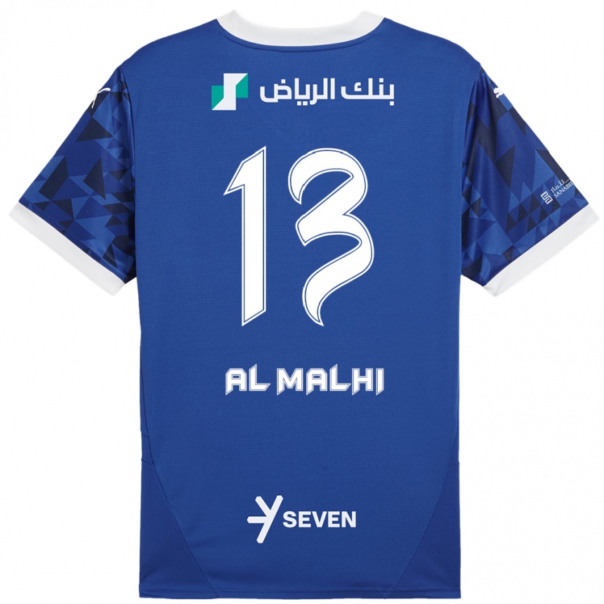 גברים כדורגל Al Muhra Al-Malhi #13 כחול כהה לבן ג'רזי ביתית 2024/25