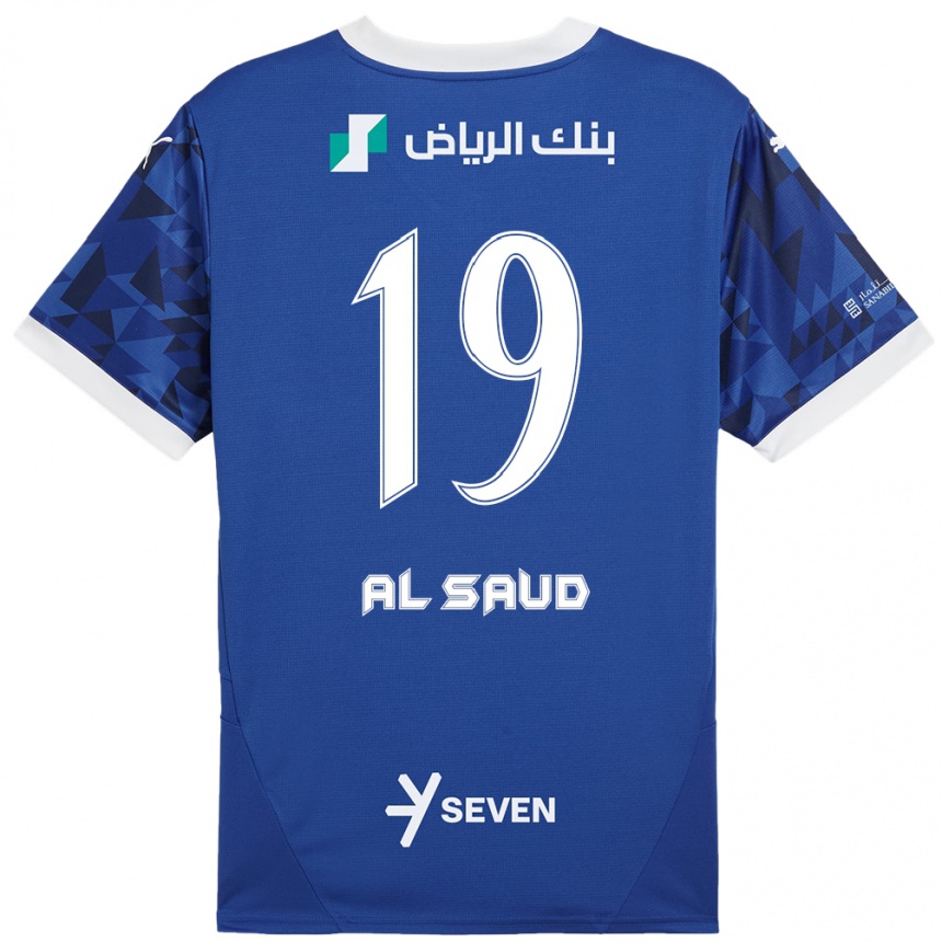גברים כדורגל Manal Al Saud #19 כחול כהה לבן ג'רזי ביתית 2024/25