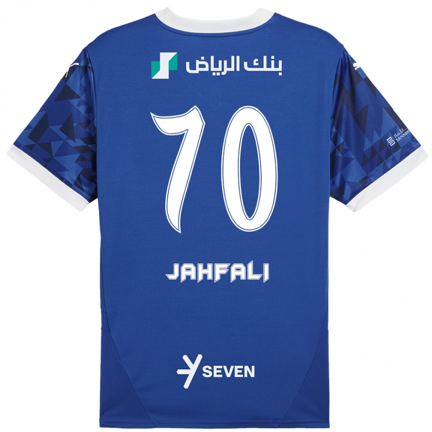 גברים כדורגל מוחמד ג'חפאלי #70 כחול כהה לבן ג'רזי ביתית 2024/25