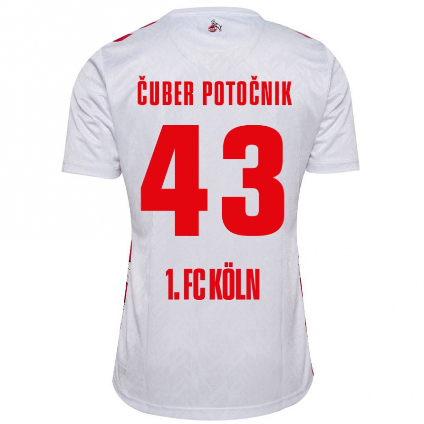 גברים כדורגל Jaka Cuber Potocnik #43 לבן אדום ג'רזי ביתית 2024/25