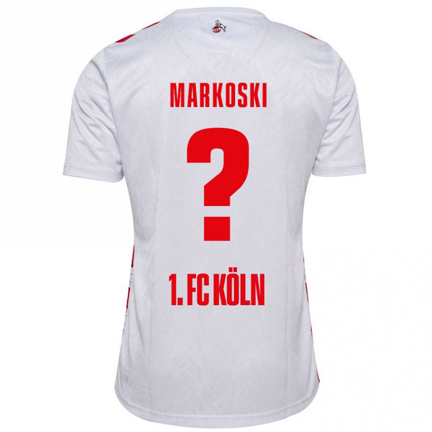 גברים כדורגל Kristian Markoski #0 לבן אדום ג'רזי ביתית 2024/25