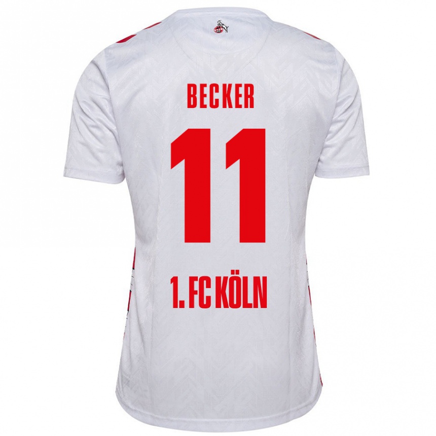 גברים כדורגל Marlon Becker #11 לבן אדום ג'רזי ביתית 2024/25