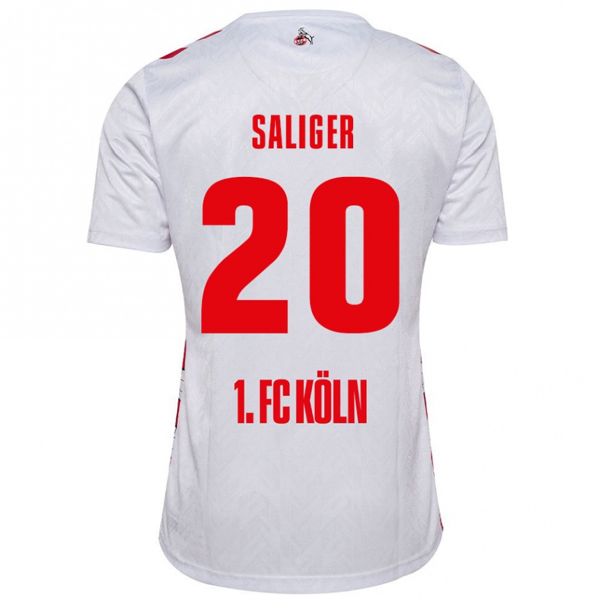 גברים כדורגל Jonas Saliger #20 לבן אדום ג'רזי ביתית 2024/25