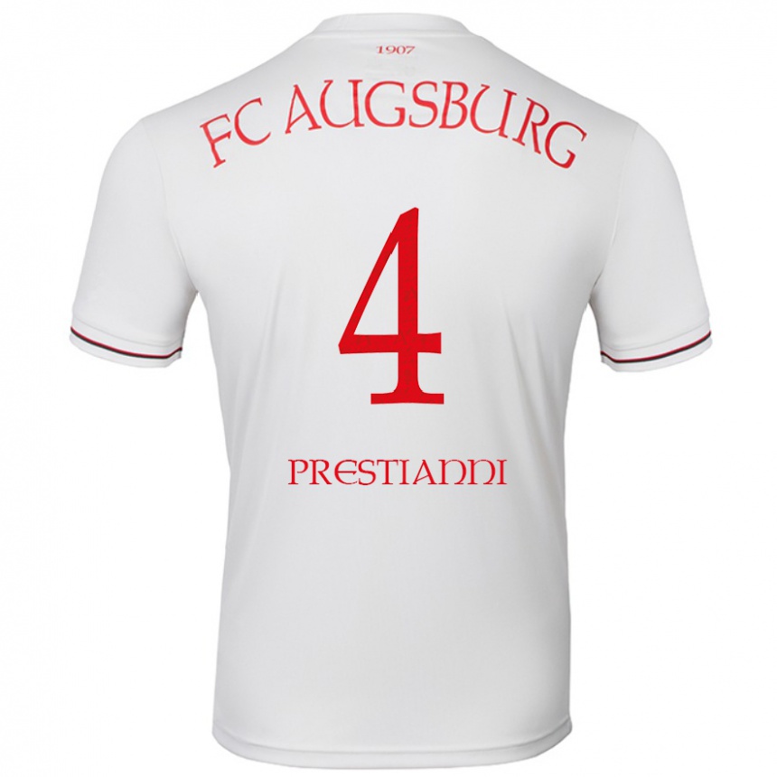 גברים כדורגל Luis Prestianni #4 לָבָן ג'רזי ביתית 2024/25