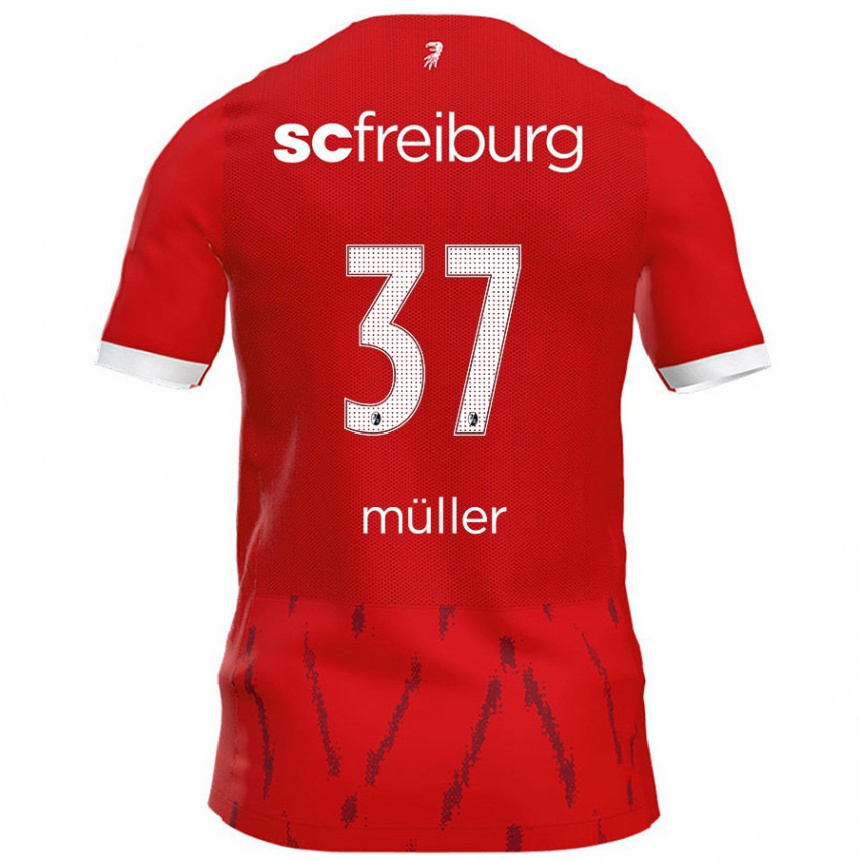 גברים כדורגל Ruben Müller #37 אָדוֹם ג'רזי ביתית 2024/25