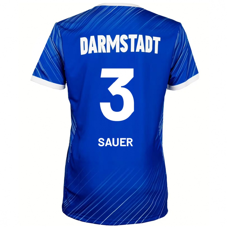 גברים כדורגל Nick Sauer #3 כחול לבן ג'רזי ביתית 2024/25