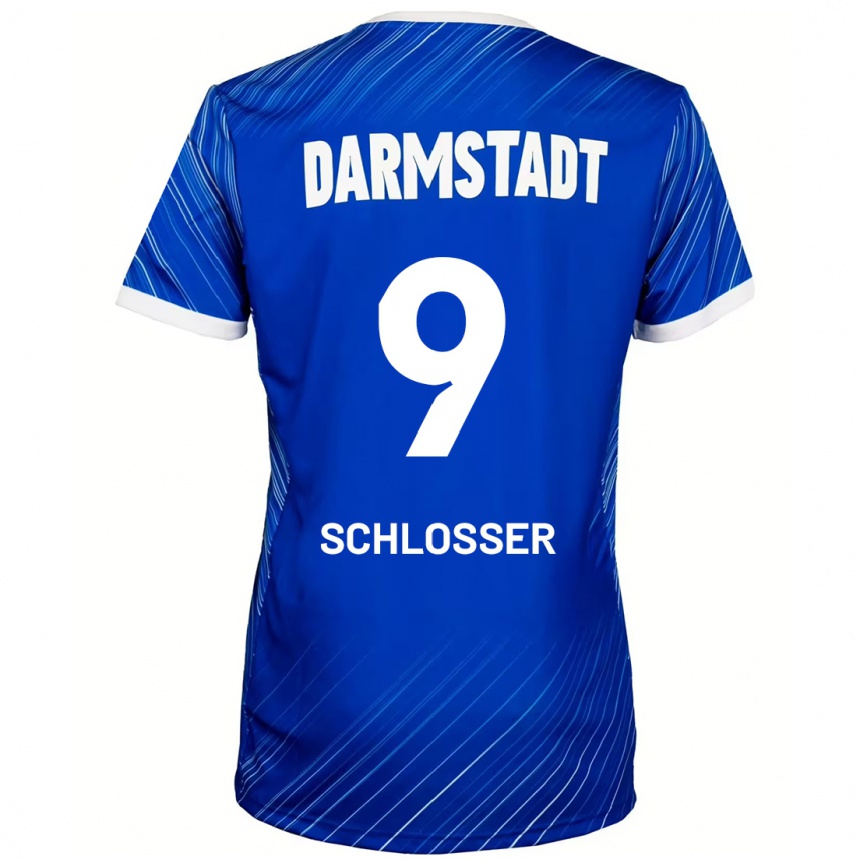גברים כדורגל Mika Schlosser #9 כחול לבן ג'רזי ביתית 2024/25