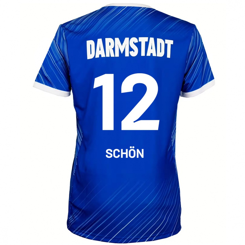 גברים כדורגל Lars Schön #12 כחול לבן ג'רזי ביתית 2024/25