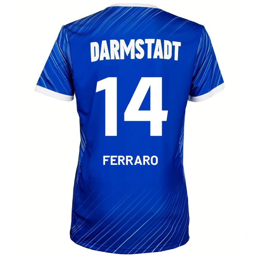 גברים כדורגל Enzo Ferraro #14 כחול לבן ג'רזי ביתית 2024/25
