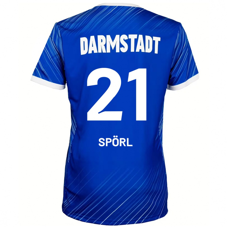 גברים כדורגל Luca Spörl #21 כחול לבן ג'רזי ביתית 2024/25