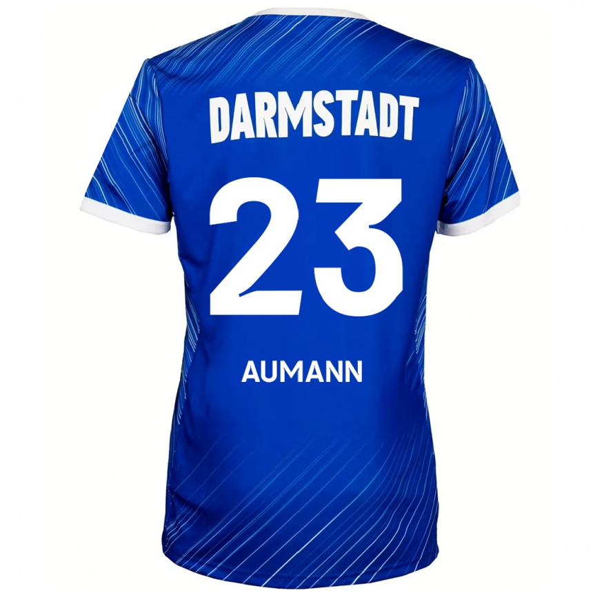 גברים כדורגל Emil Aumann #23 כחול לבן ג'רזי ביתית 2024/25