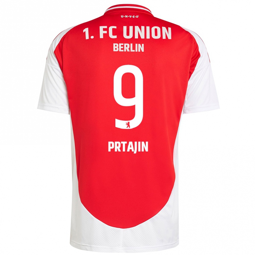 גברים כדורגל Ivan Prtajin #9 אדום לבן ג'רזי ביתית 2024/25