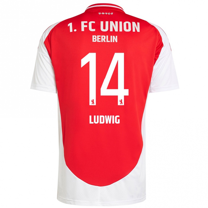 גברים כדורגל Brandon Ludwig #14 אדום לבן ג'רזי ביתית 2024/25