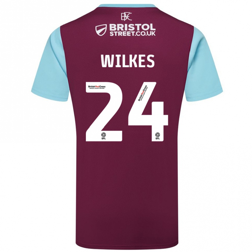 גברים כדורגל Tilly Wilkes #24 כחול שמיים בורדו ג'רזי ביתית 2024/25