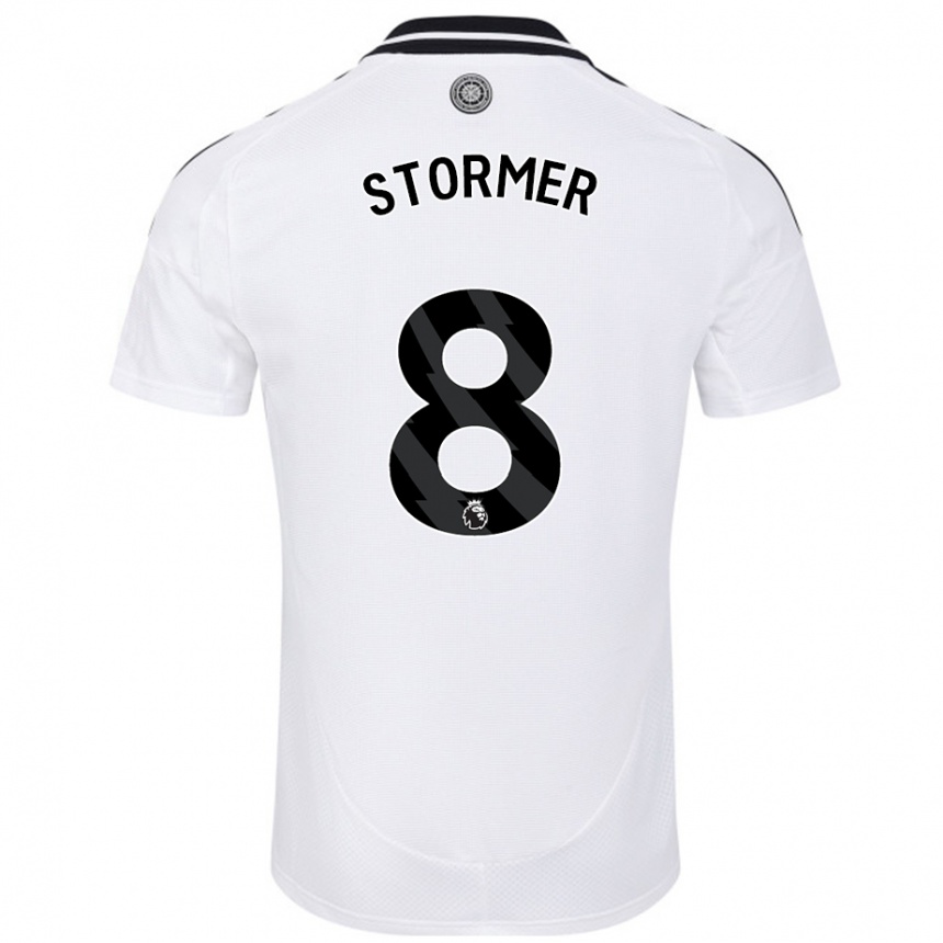 גברים כדורגל Becky Stormer #8 לָבָן ג'רזי ביתית 2024/25