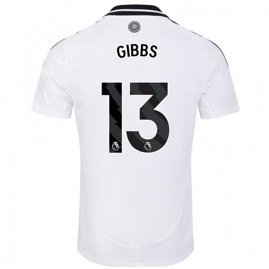 גברים כדורגל Frankie Gibbs #13 לָבָן ג'רזי ביתית 2024/25