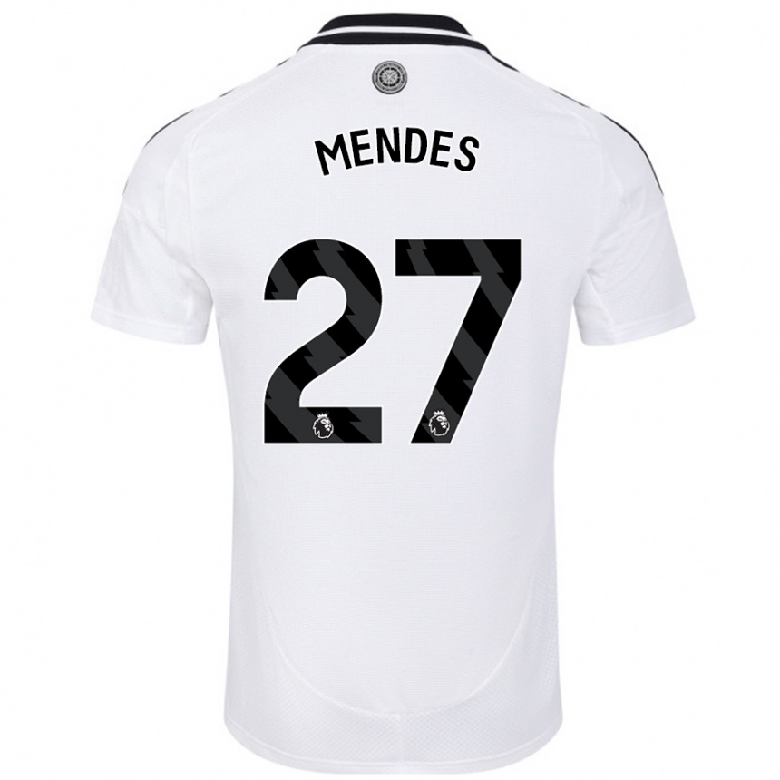 גברים כדורגל Megalie Mendes #27 לָבָן ג'רזי ביתית 2024/25