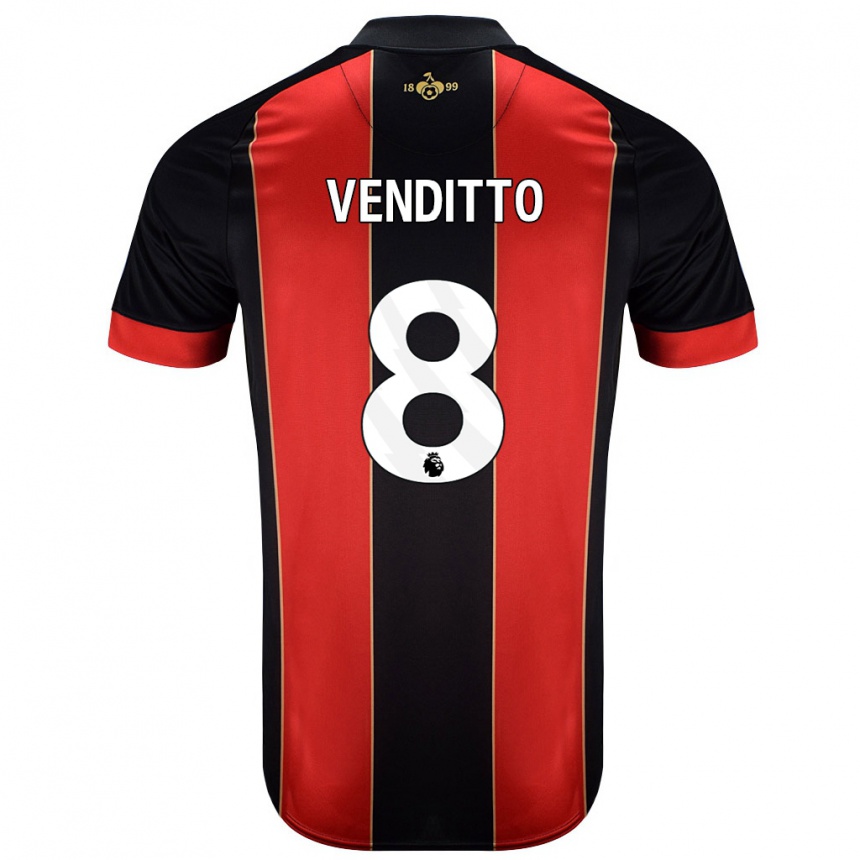 גברים כדורגל Olivia Venditto #8 אדום שחור ג'רזי ביתית 2024/25