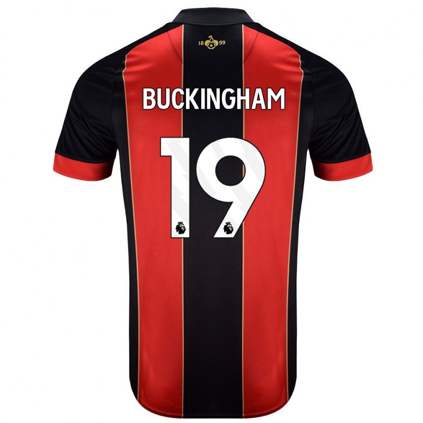 גברים כדורגל Alisha Buckingham #19 אדום שחור ג'רזי ביתית 2024/25
