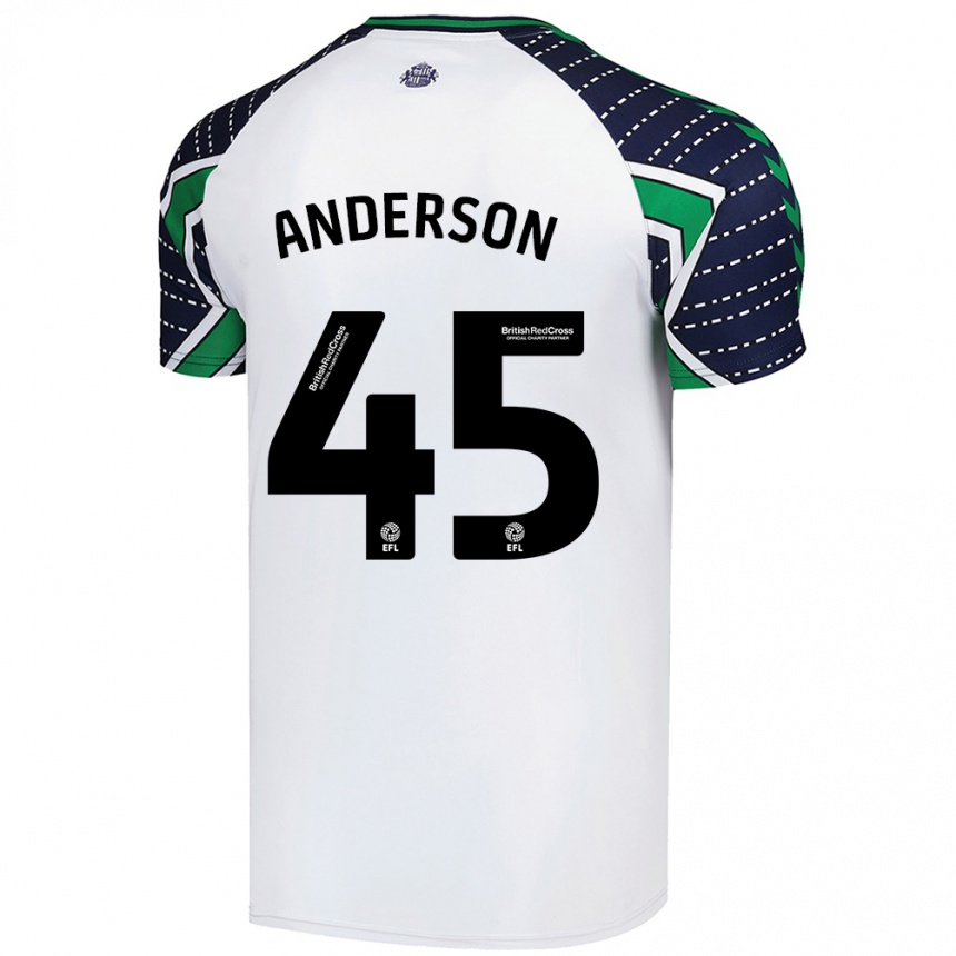 גברים כדורגל Joe Anderson #45 לָבָן הרחק ג'רזי 2024/25