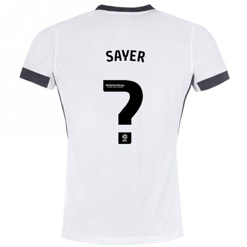 גברים כדורגל Olly Sayer #0 לבן שחור הרחק ג'רזי 2024/25