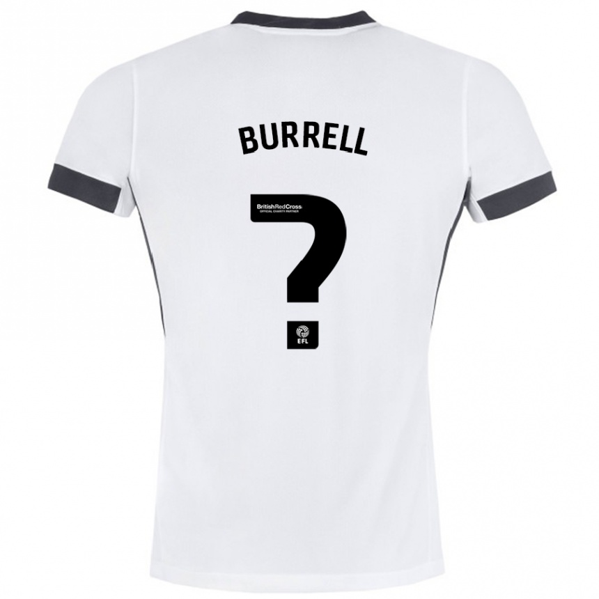 גברים כדורגל Will Burrell #0 לבן שחור הרחק ג'רזי 2024/25