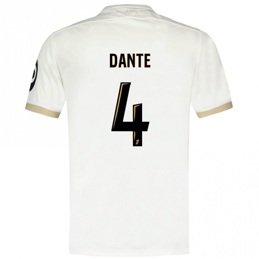 גברים כדורגל Dante #4 זהב לבן הרחק ג'רזי 2024/25