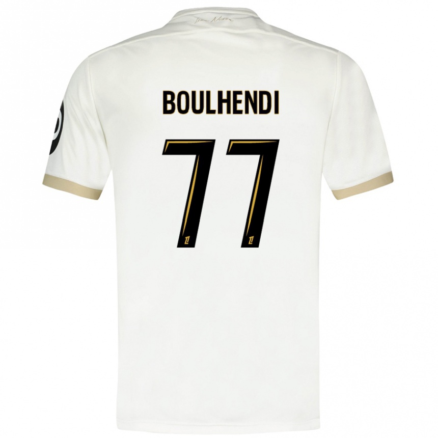 גברים כדורגל Teddy Boulhendi #77 זהב לבן הרחק ג'רזי 2024/25