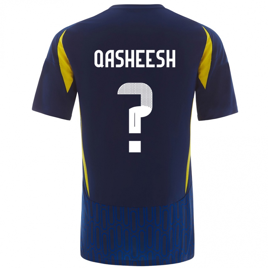 גברים כדורגל Majed Qasheesh #0 כחול צהוב הרחק ג'רזי 2024/25