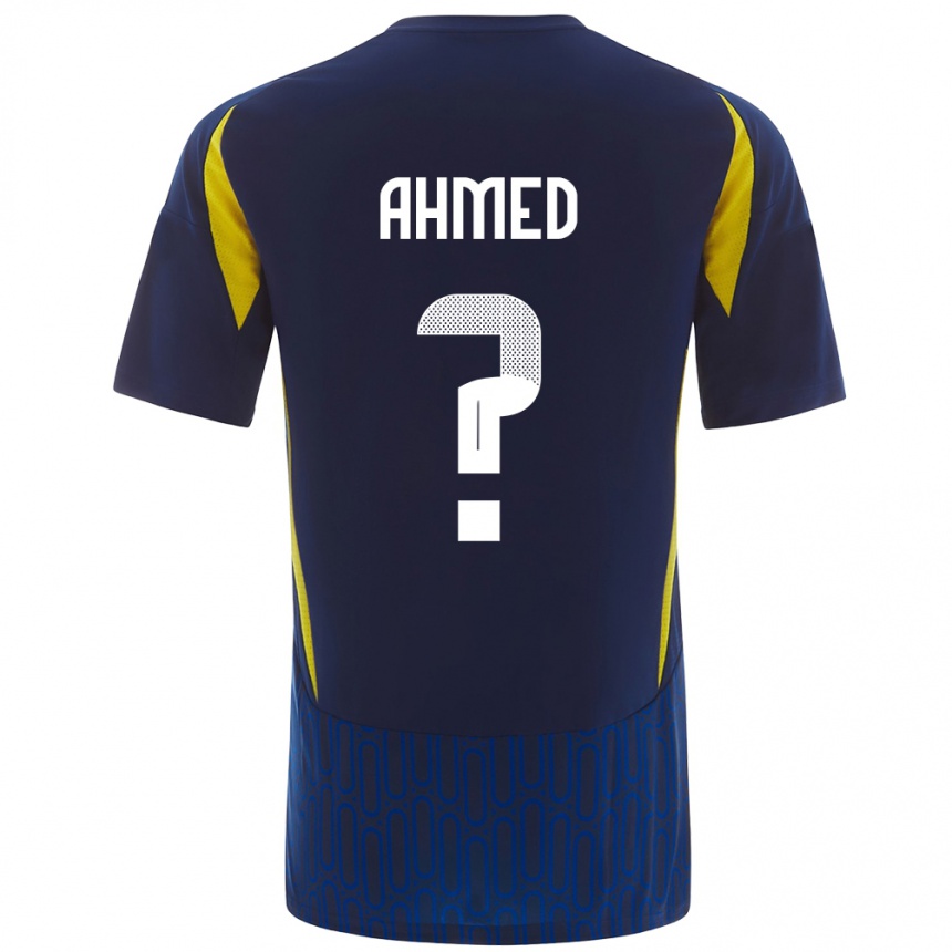 גברים כדורגל Al Anood Ahmed #0 כחול צהוב הרחק ג'רזי 2024/25