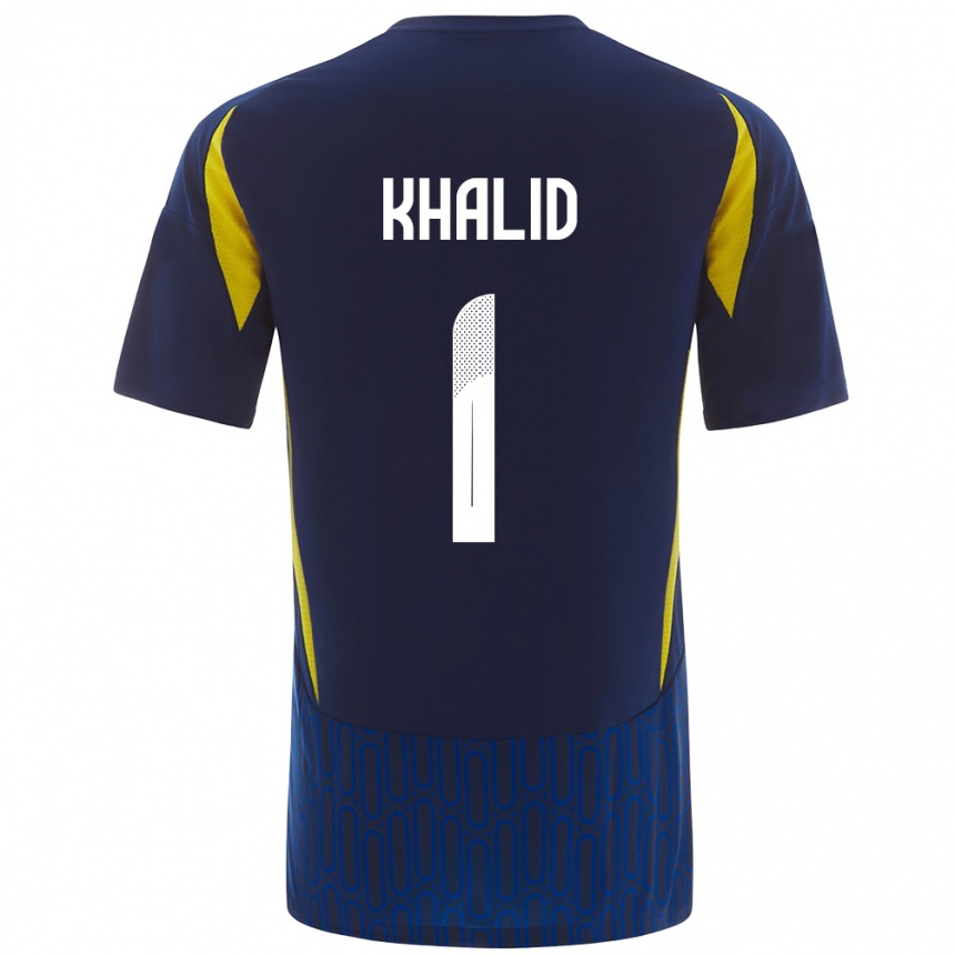 גברים כדורגל Sara Khalid #1 כחול צהוב הרחק ג'רזי 2024/25