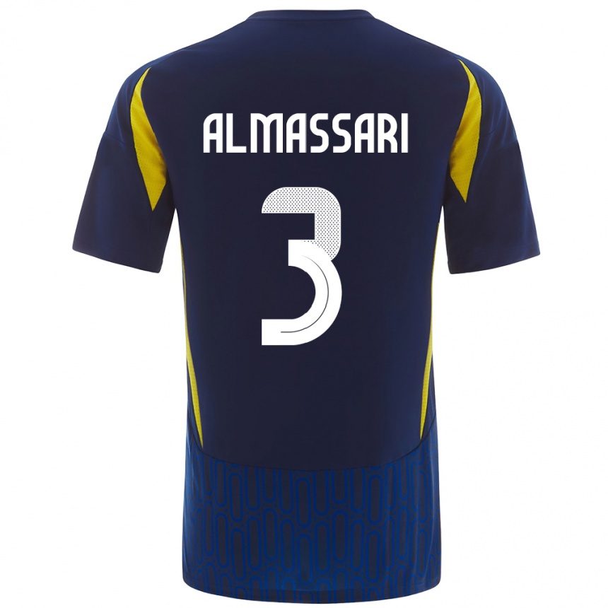גברים כדורגל Wadha Almassari #3 כחול צהוב הרחק ג'רזי 2024/25