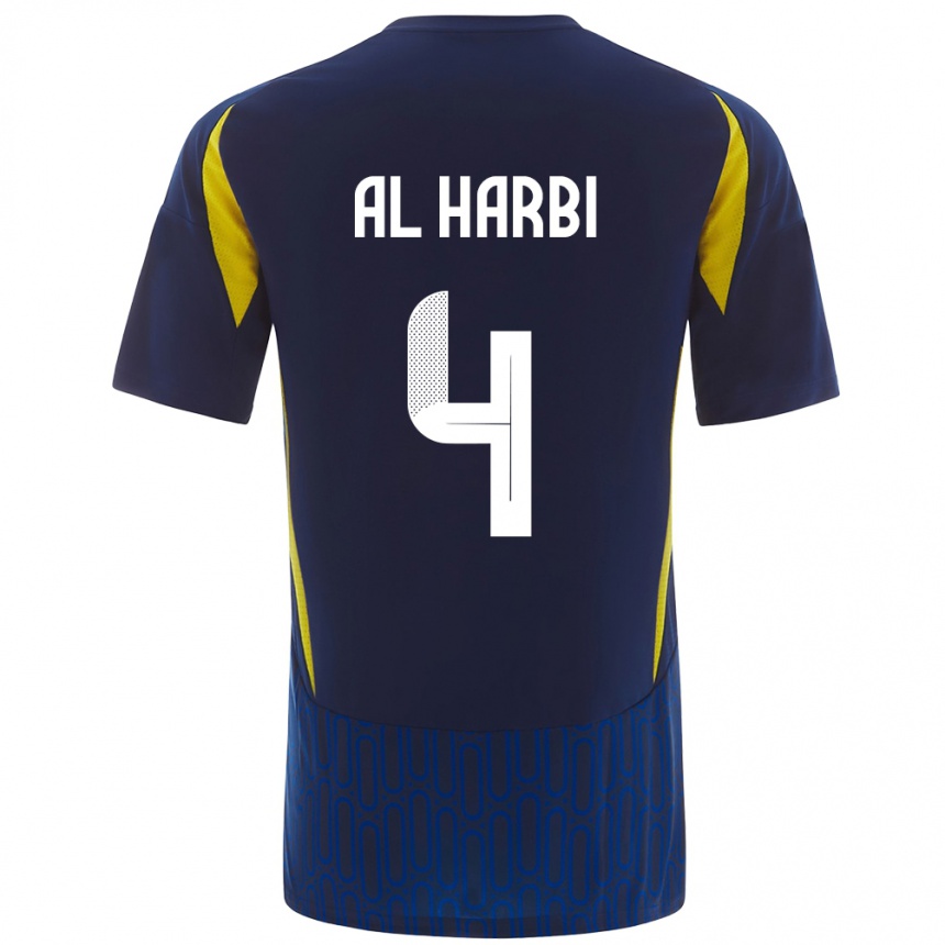 גברים כדורגל Fay Al-Harbi #4 כחול צהוב הרחק ג'רזי 2024/25