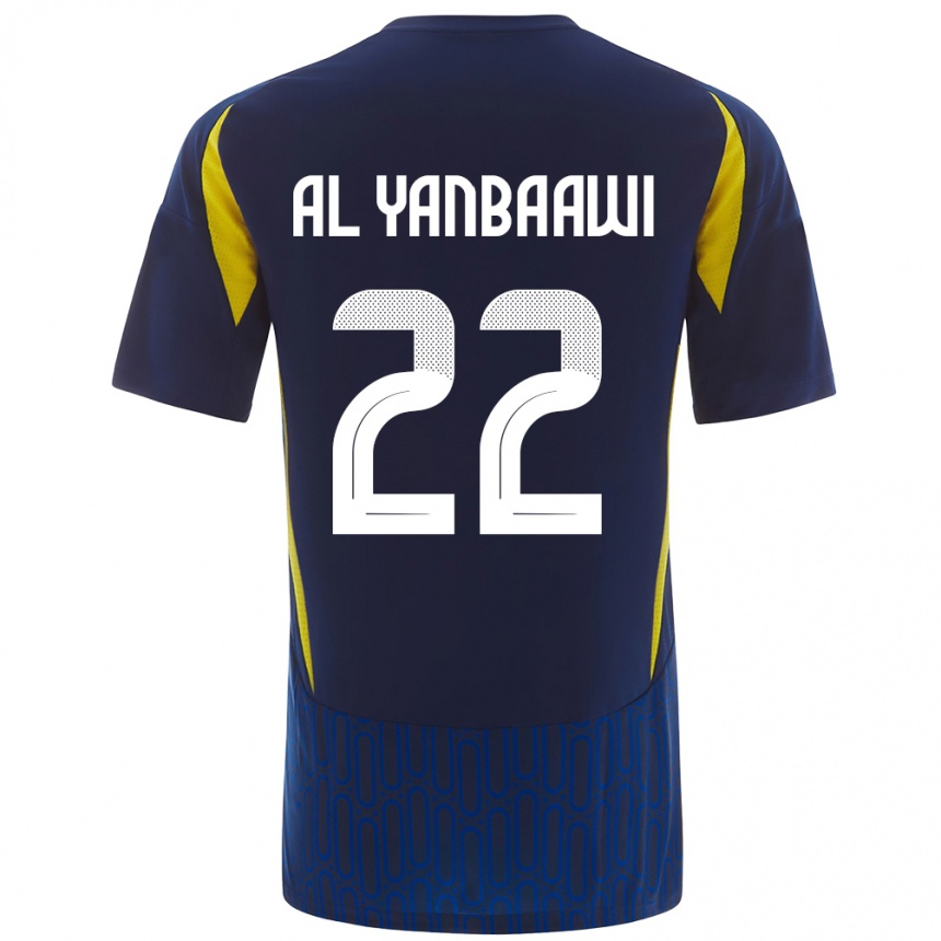 גברים כדורגל Tahani Al-Yanbaawi #22 כחול צהוב הרחק ג'רזי 2024/25