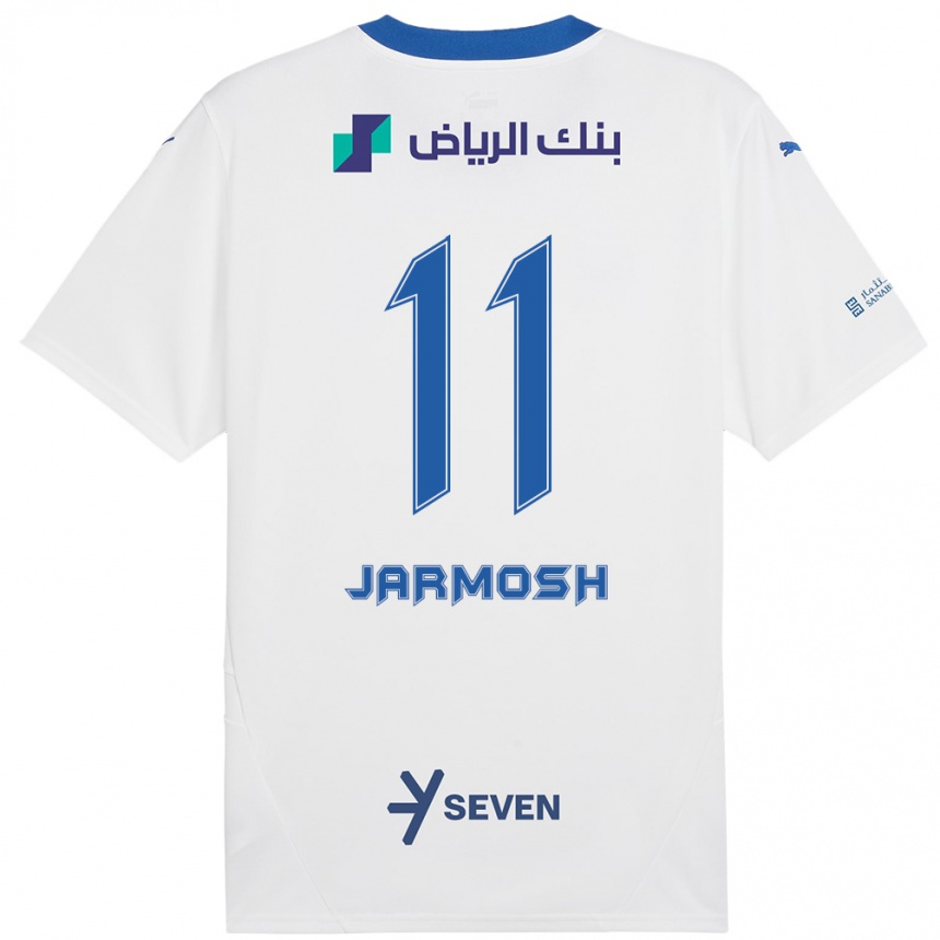 גברים כדורגל Abdulaziz Jarmosh #11 כחול לבן הרחק ג'רזי 2024/25