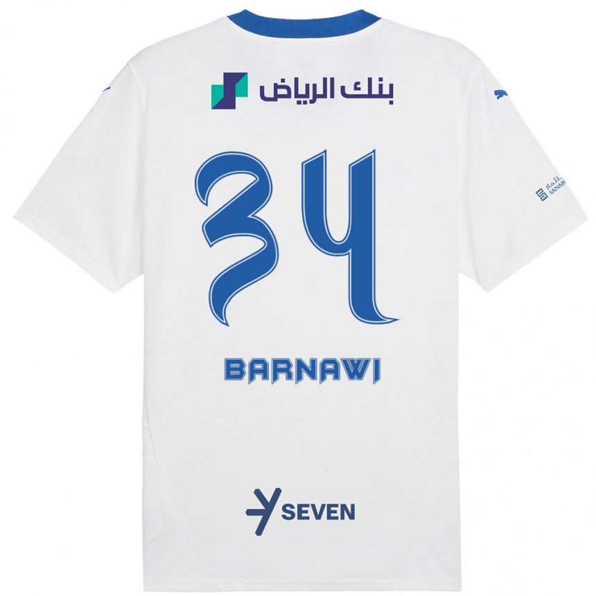 גברים כדורגל Saleh Barnawi #34 כחול לבן הרחק ג'רזי 2024/25