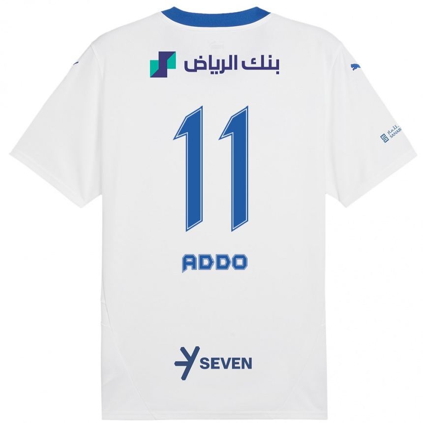 גברים כדורגל אליזבת אדו #11 כחול לבן הרחק ג'רזי 2024/25