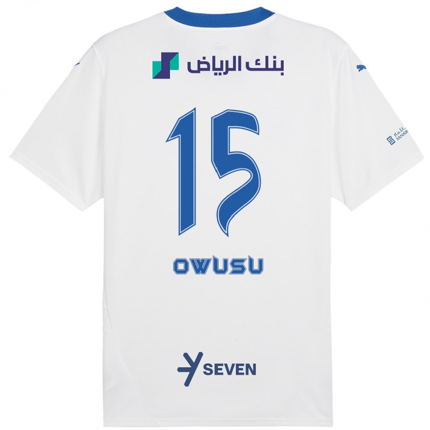 גברים כדורגל Mavis Owusu #15 כחול לבן הרחק ג'רזי 2024/25