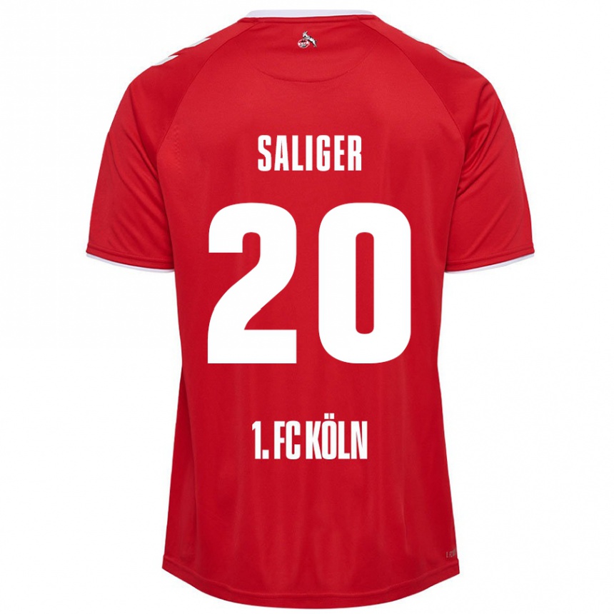 גברים כדורגל Jonas Saliger #20 אדום לבן הרחק ג'רזי 2024/25