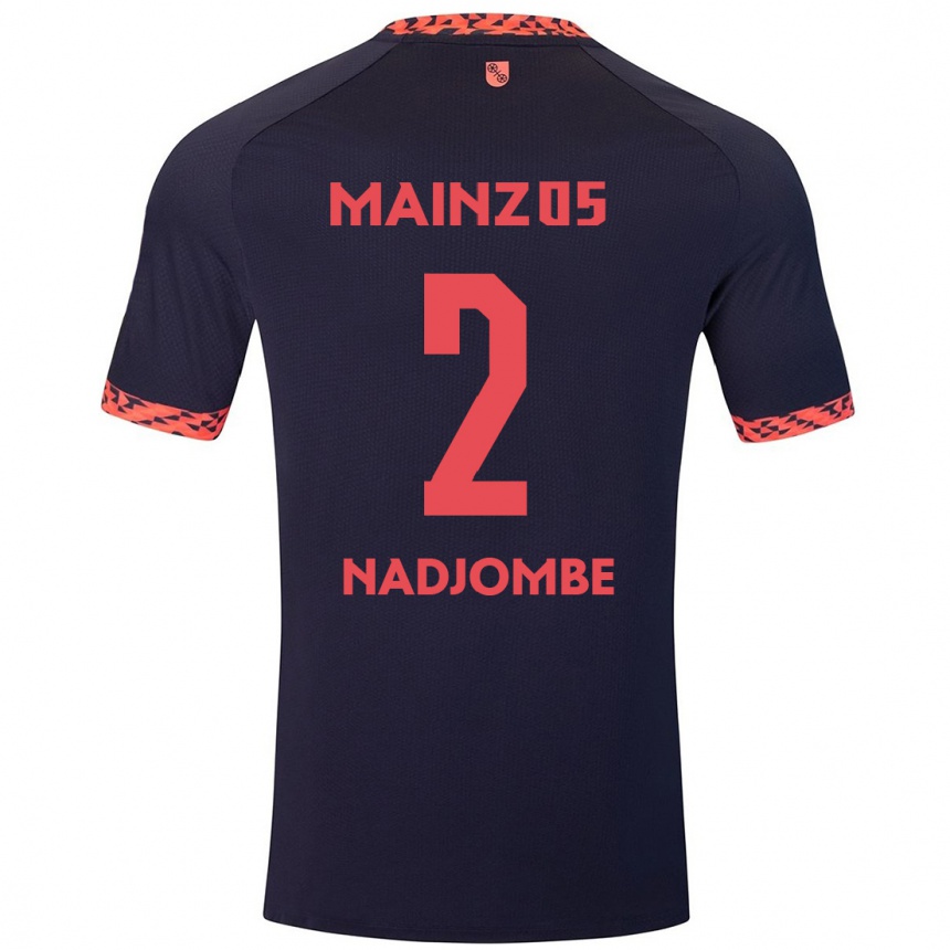גברים כדורגל Jean-Marie Nadjombe #2 כחול קורל אדום הרחק ג'רזי 2024/25