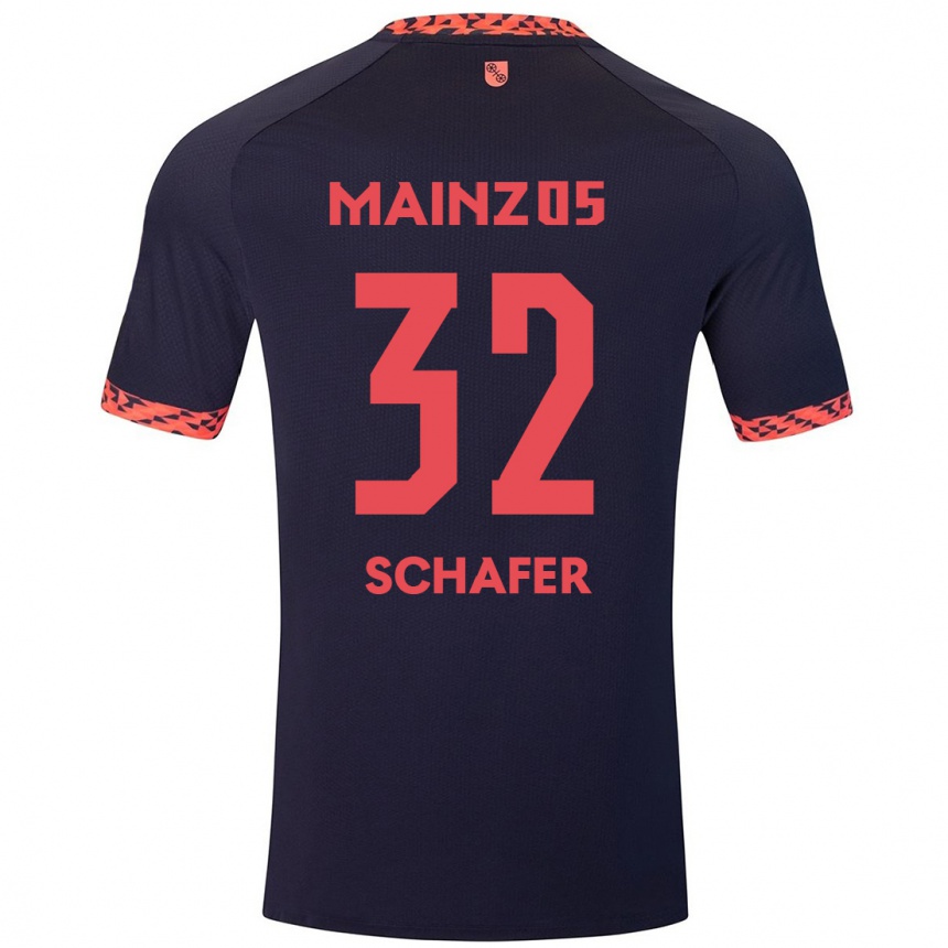 גברים כדורגל Ann-Christin Schäfer #32 כחול קורל אדום הרחק ג'רזי 2024/25