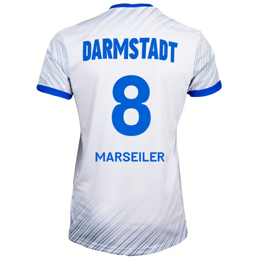 גברים כדורגל Luca Marseiler #8 לבן כחול הרחק ג'רזי 2024/25