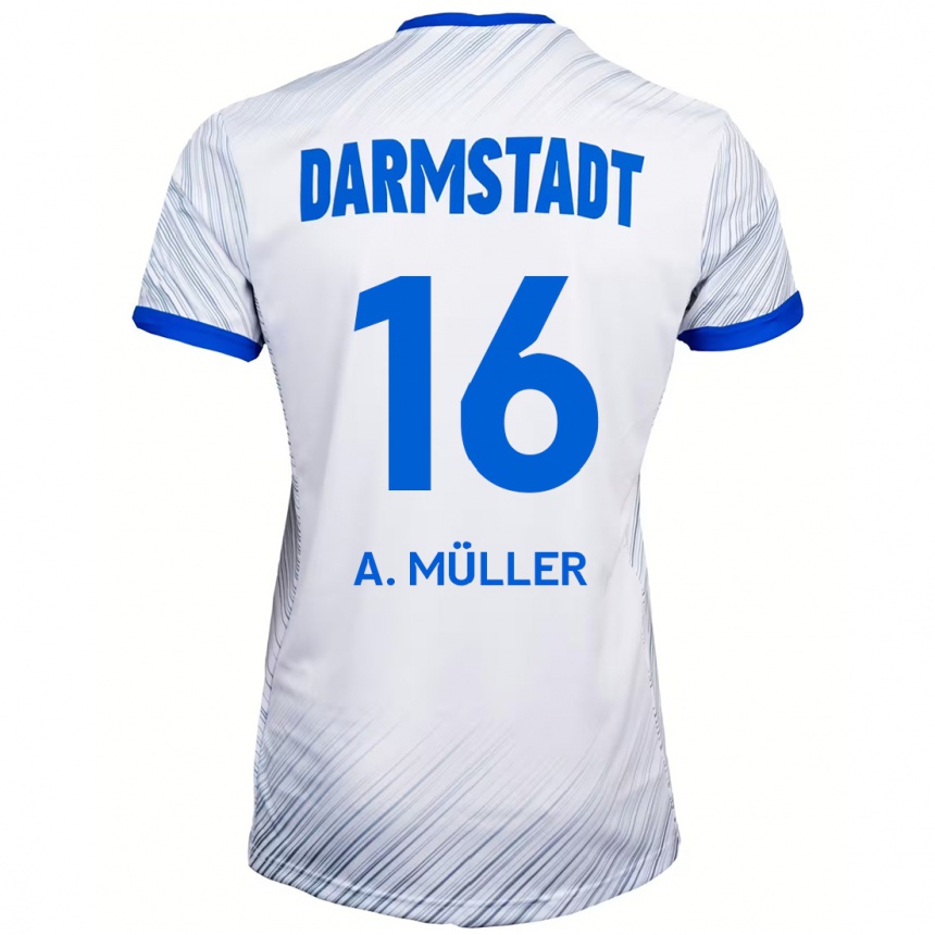 גברים כדורגל Andreas Müller #16 לבן כחול הרחק ג'רזי 2024/25